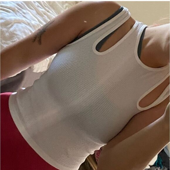 Zara two shoulder double strap white tank top - Picture 3 of 10